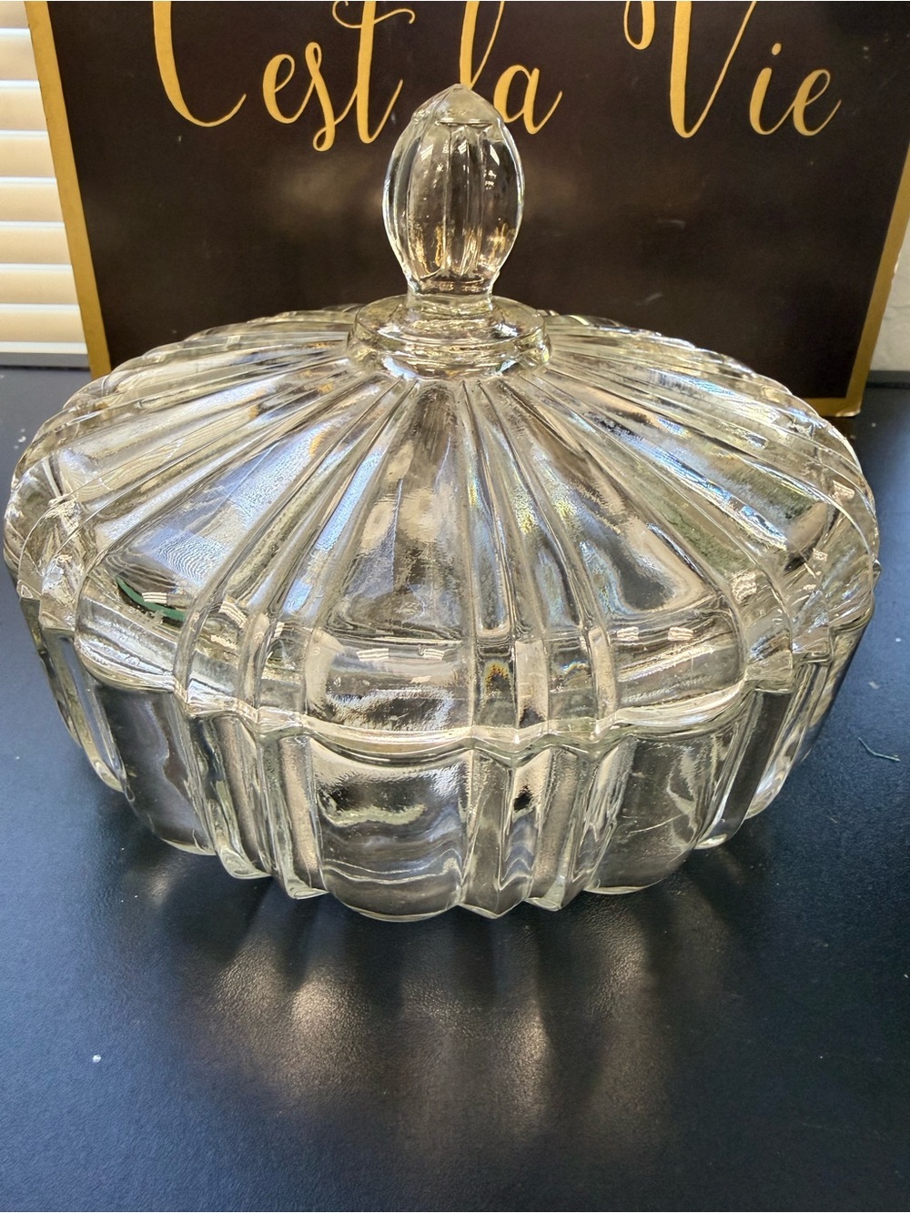Vintage Anchor Hocking Clear Pressed Glass Covered Candy Dish with Lid